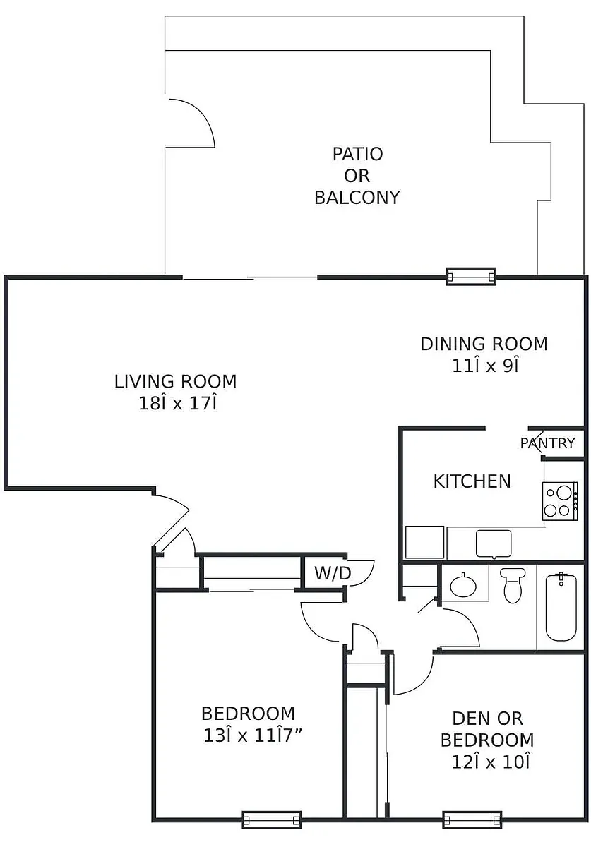 Floor plan 2Bed/1Ba-Up (G)