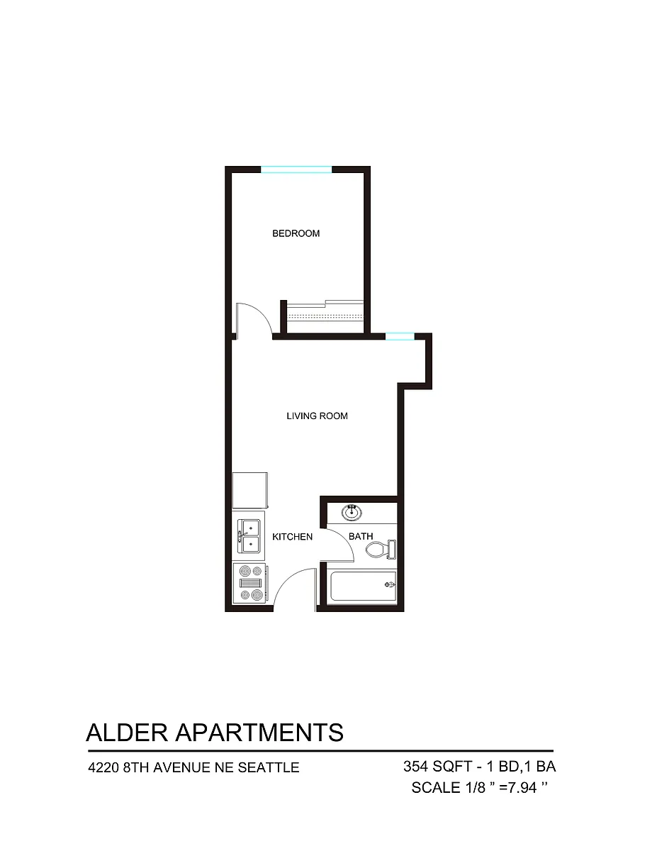 Floor plan 1 Bedroom 1 Bath