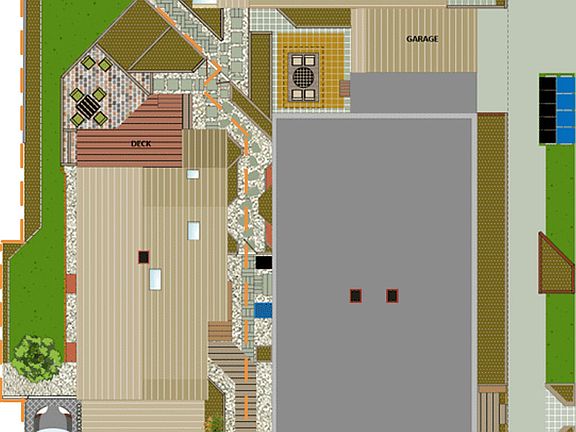 Site Plan of Property. The shared yard space is divided into 3 distinct Courtyards. The path to the back yard is shared with 4-family house tenants.