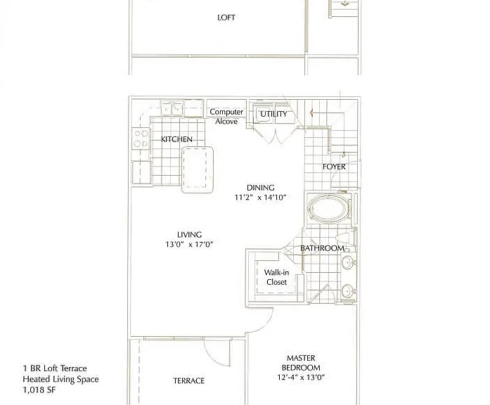 1 Bedroom w/ loft floor plan