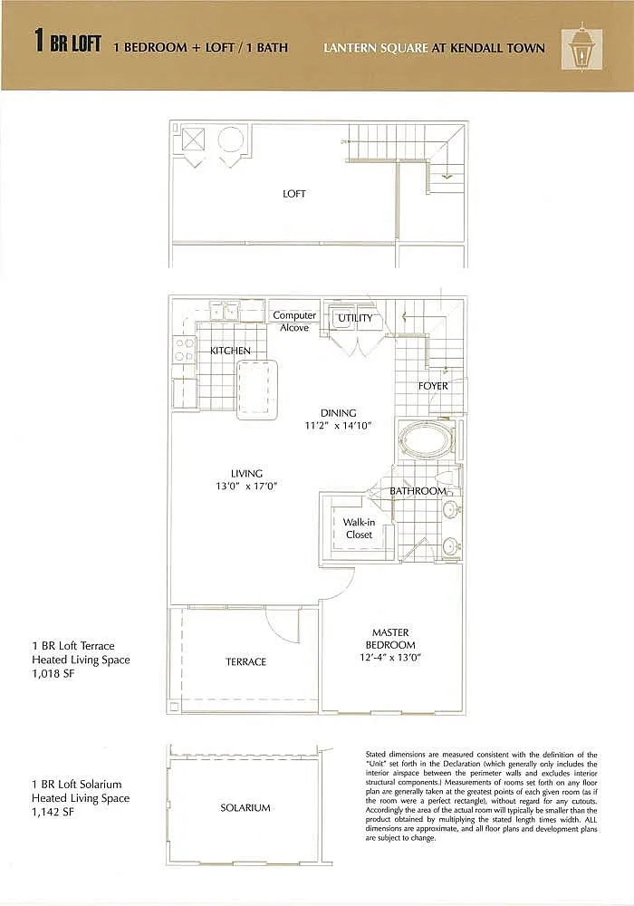 Floor plan One Bedroom Loft Solarium
