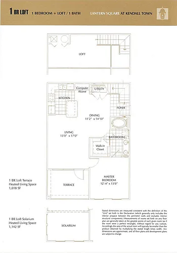 Floor plan One Bedroom Loft Solarium