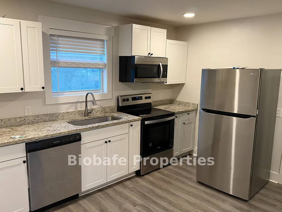 Kitchen with stainless steel appliances
