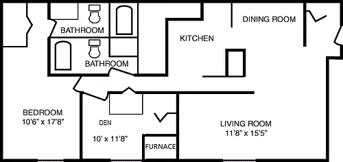 Floor plan 1 Bedroom with Den