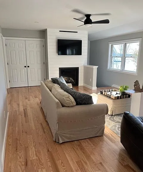 Living room with, gas fireplace