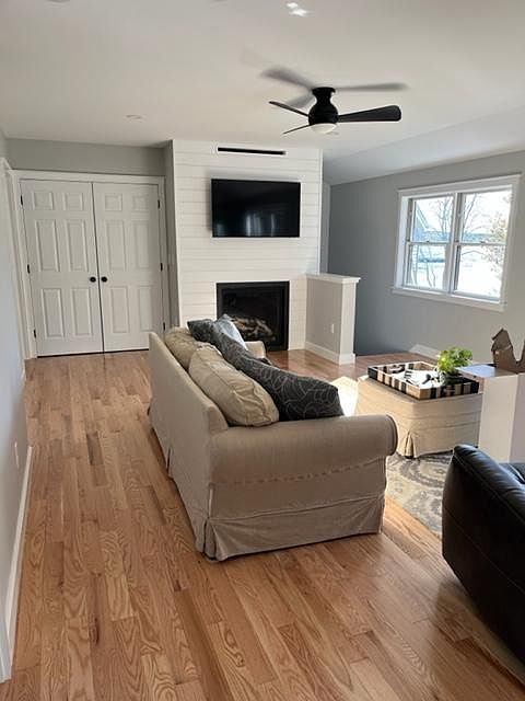 Living room with, gas fireplace