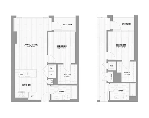 Floor plan 1 Bed/1 Bath WDU70-304