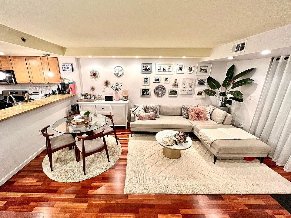 Open living room / dining room layout.