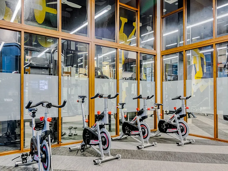 Spinning studio with Fitness on Demand system.