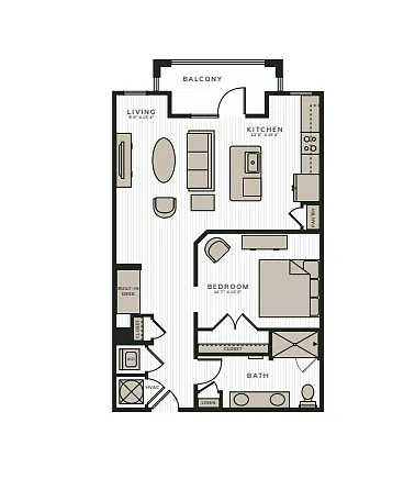 Floor plan The Flannel | Urban One Bedroom