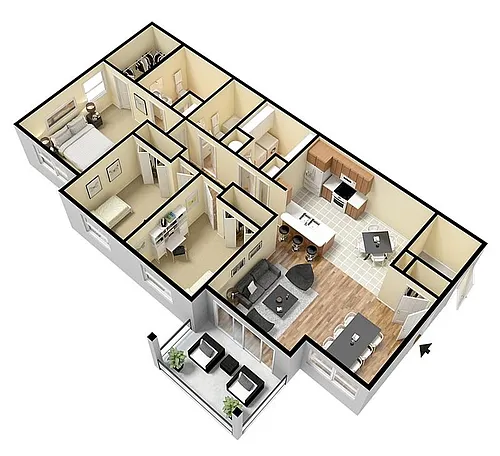 Floor plan Three Bed Two Bath