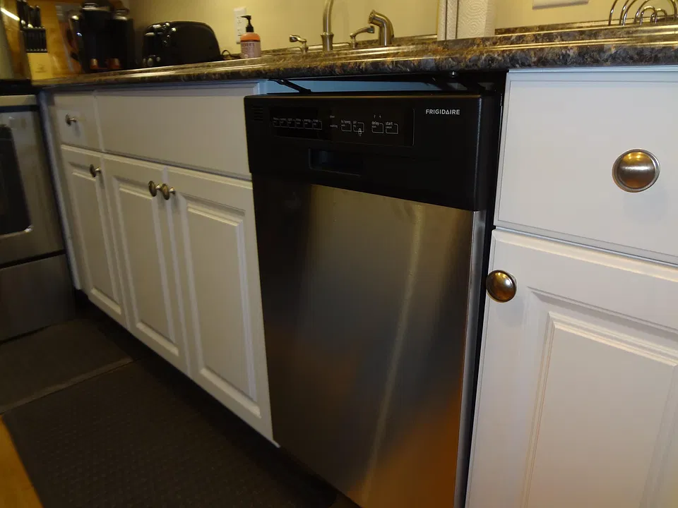 Kitchen and dishwasher.