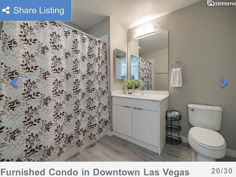 The guest bathroom has been newly reglazed for a clean and updated look.