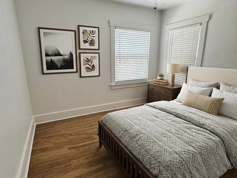 Same bedroom staged.