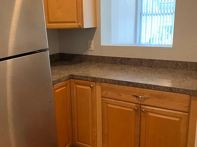 Ample cabinet and counter space