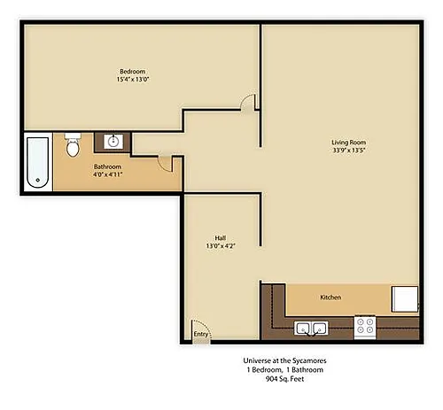 Floor plan 1BR 1BA