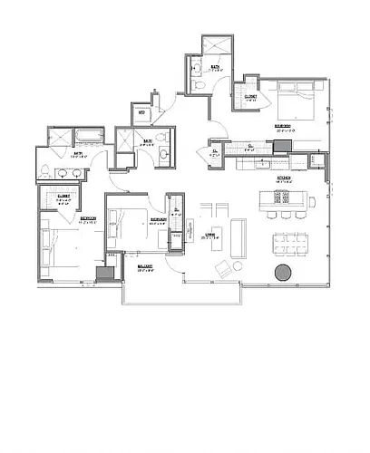 Floor plan 3 Bed/3 Bath PH-3E