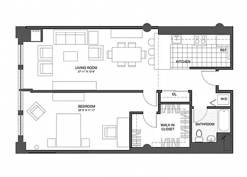 Floor plan 1 Bed/1 Bath