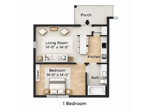 Floor plan One-Bedroom