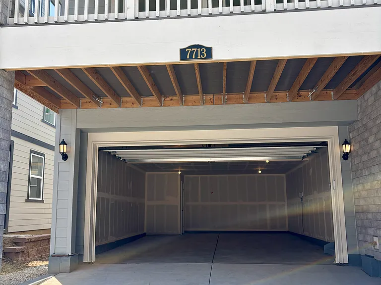 over sized 2 car garage all drywalled