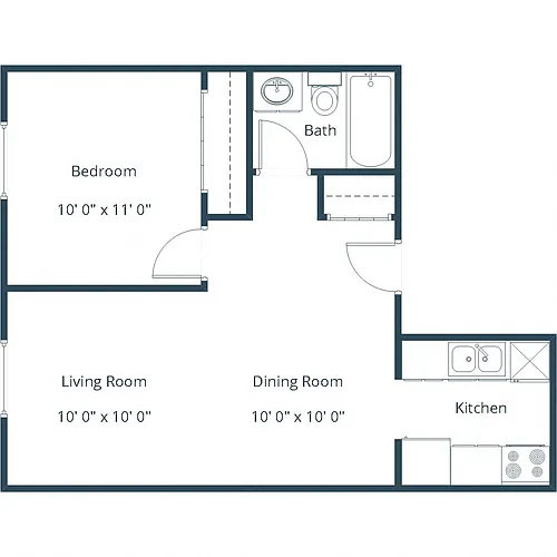 Floor plan One Bedroom 11A