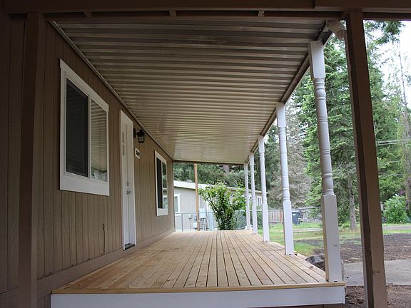 Front door, large, covered deck