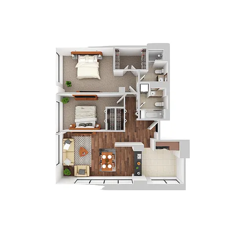 Floor plan 2 Bed 2 Bath B