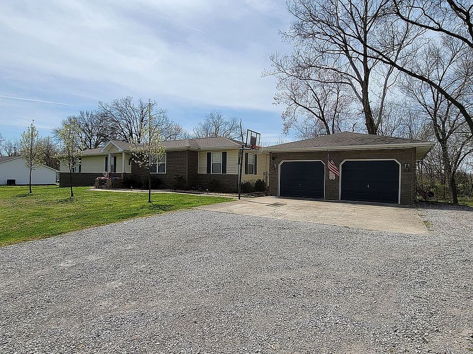 Front of house and garage  