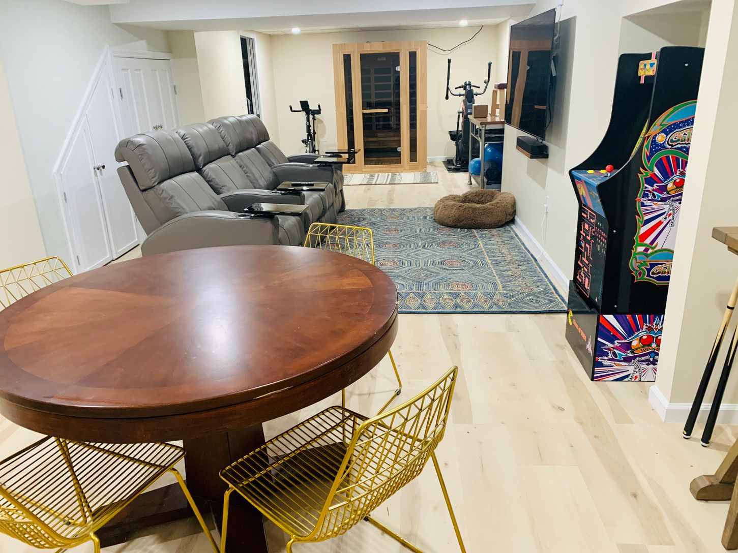  Basement with poker table, movie seating, video games, sauna, and laundry room
