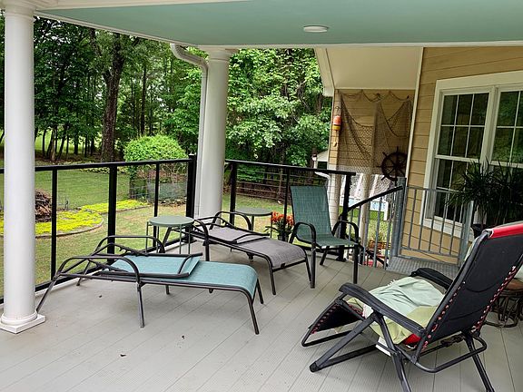 View from back of covered deck in summer