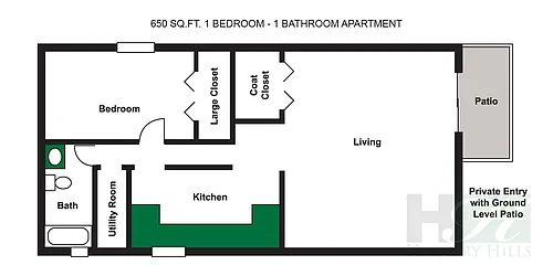 Floor plan 1 Bedroom 1 Bath