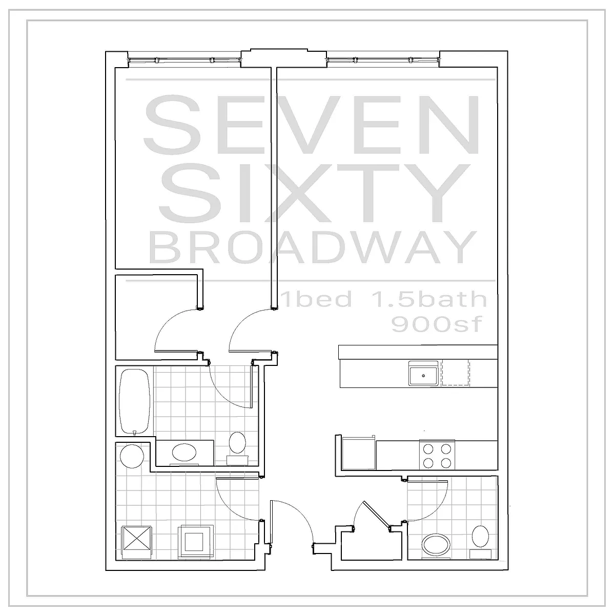 Floor plan One Bedroom One and a Half Bath