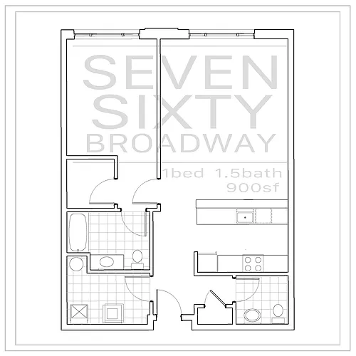 Floor plan One Bedroom One and a Half Bath
