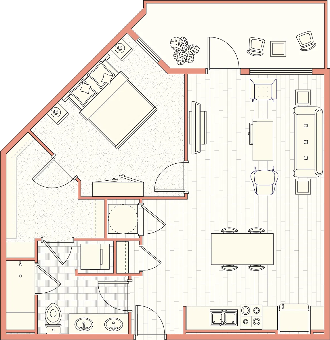 Floor plan A3 - 1 Bed 1 Bath