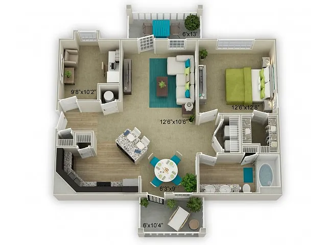 Floor plan Cottage w/Screened In Porch & Garage