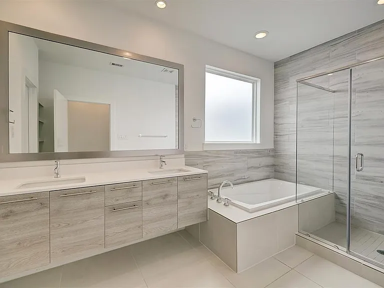 View of "His" vanity in master bathroom.