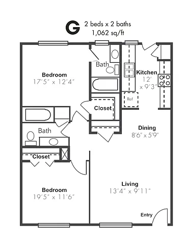 Floor plan 2x2C