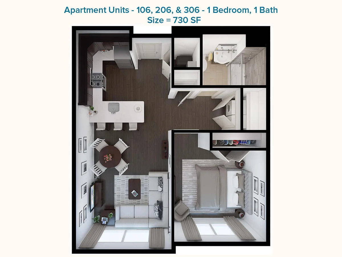 Floor plan 1 Bed 1 Bath