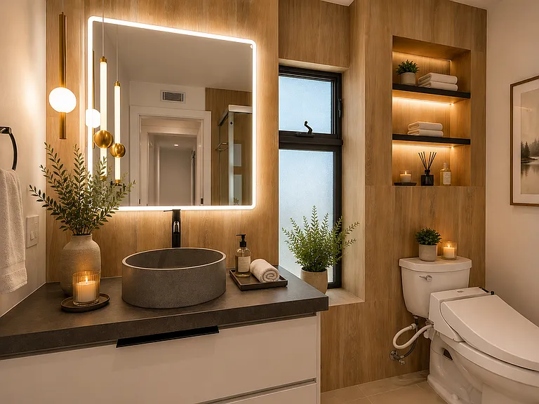This bathroom is attached to the 1st level bedroom with its own dedicated outdoor access. This bathroom includes a tub/shower.