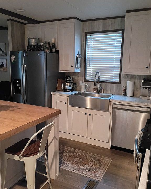 kitchen with farm sink
