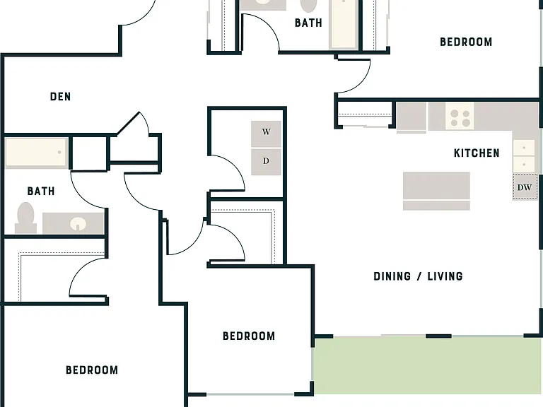 TRSW - 3 Bed, 2 Bath - Apt D w Den TRSW - 3 Bed, 2 Bath - Apt D w Den