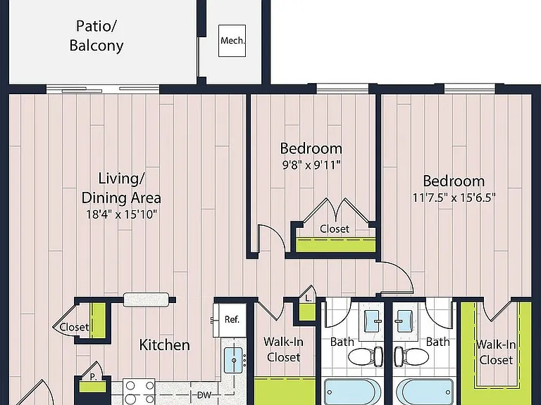 B2-60 Two Bedroom Floor Plan B2-60 Two Bedroom Floor Plan