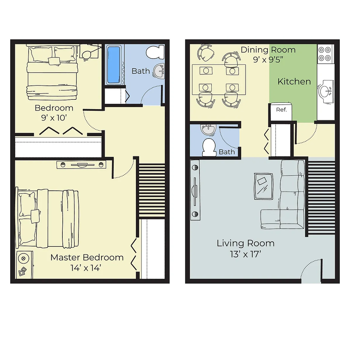 Floor plan Two Bedroom TH Dog Friendly