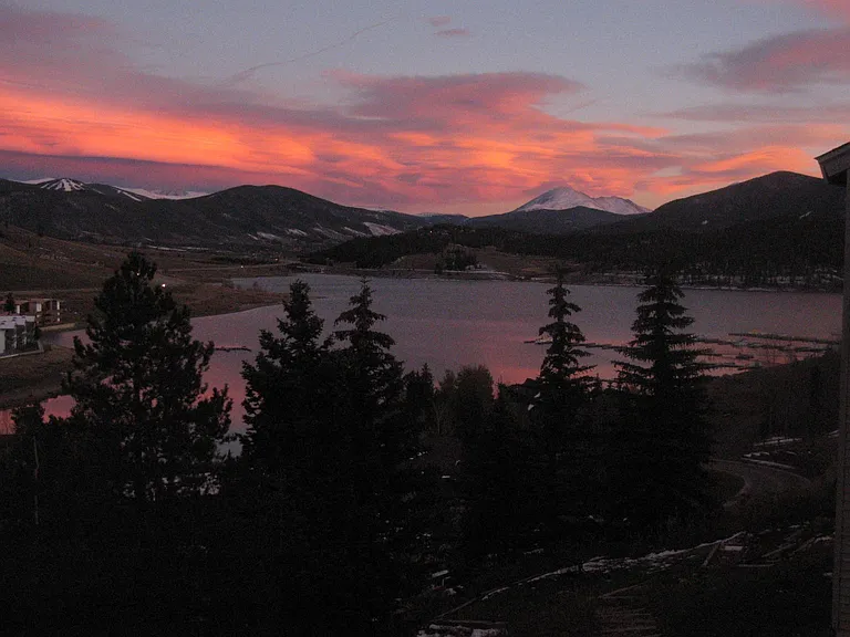 Gorgeous sunset from the balcony of Lake Dillon. Keystone slopes in background.
