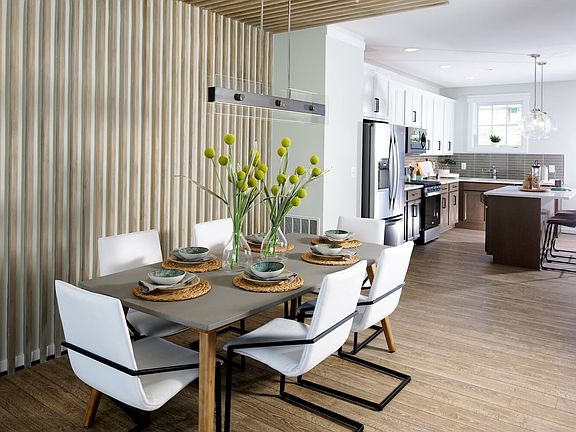 The dining area in the Glendale townhome at Lakeside at Trappe.