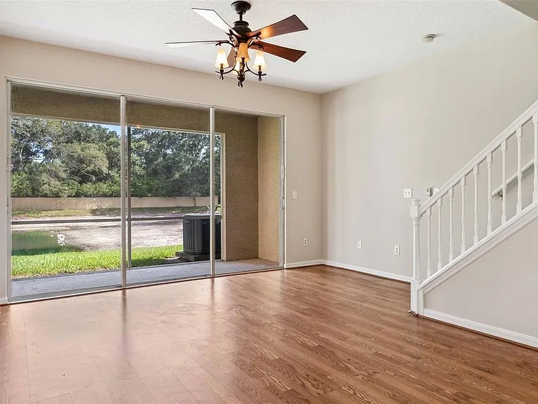 Living room with pond view