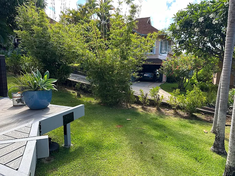 downstairs deck and backyard