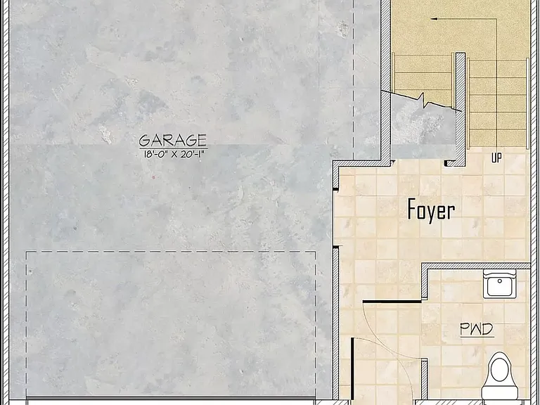 1st level - garage, bathroom, and foyer