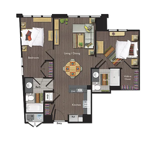 Floor plan Two Bedrooms/Two Bathrooms (C04)
