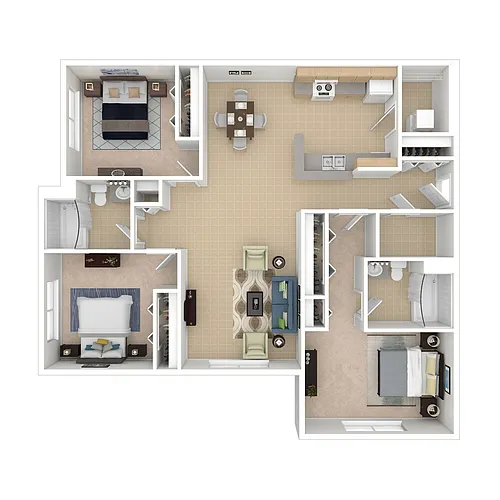 Floor plan Three Bedroom Two Bathroom Market